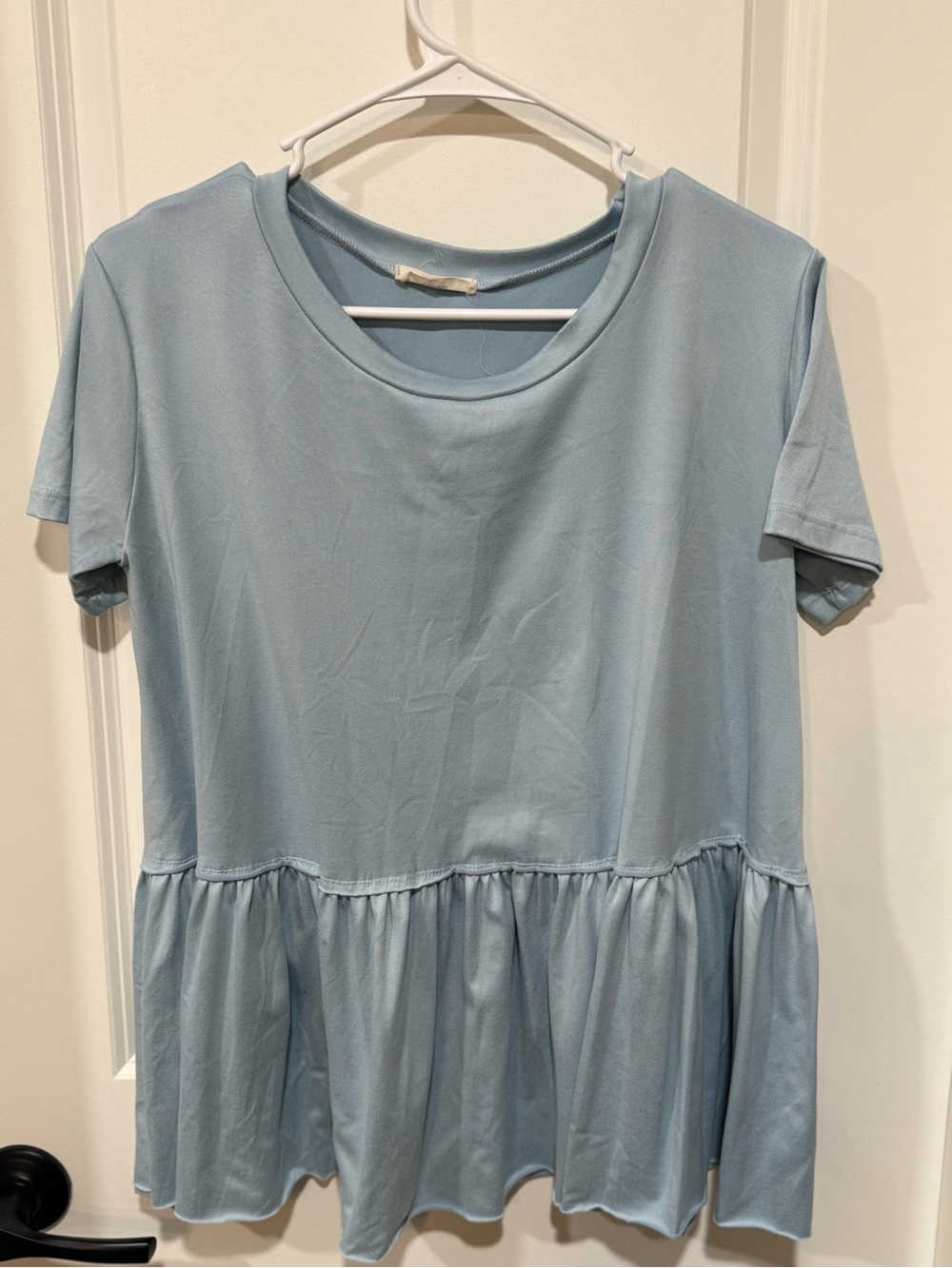 Light Blue Women's Peplum Short Sleeve Top